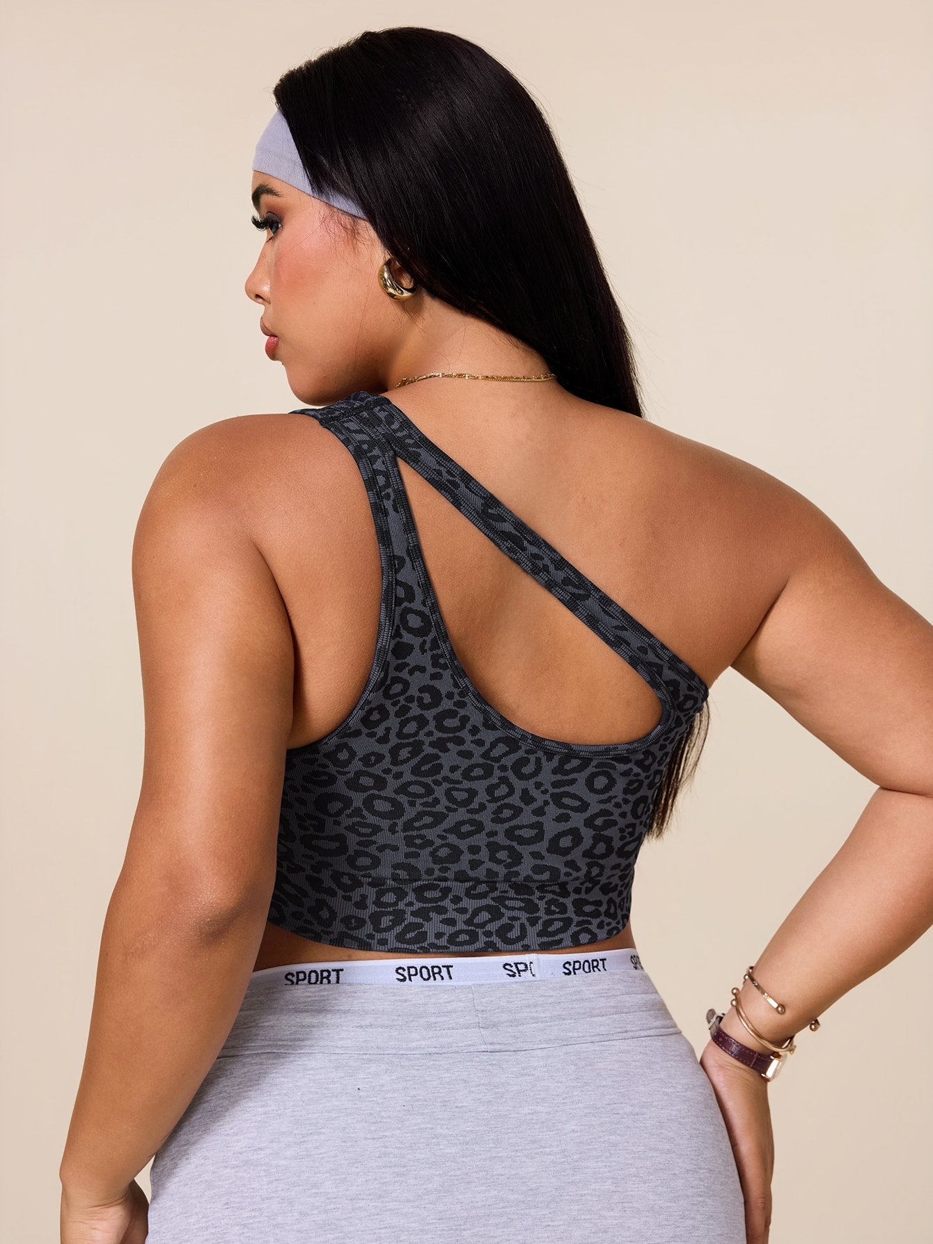 여성 플러스 사이즈 비대칭 스포츠 브라 레오파드 프린트 - Tank Top Ribbed 리뷰 및 가격