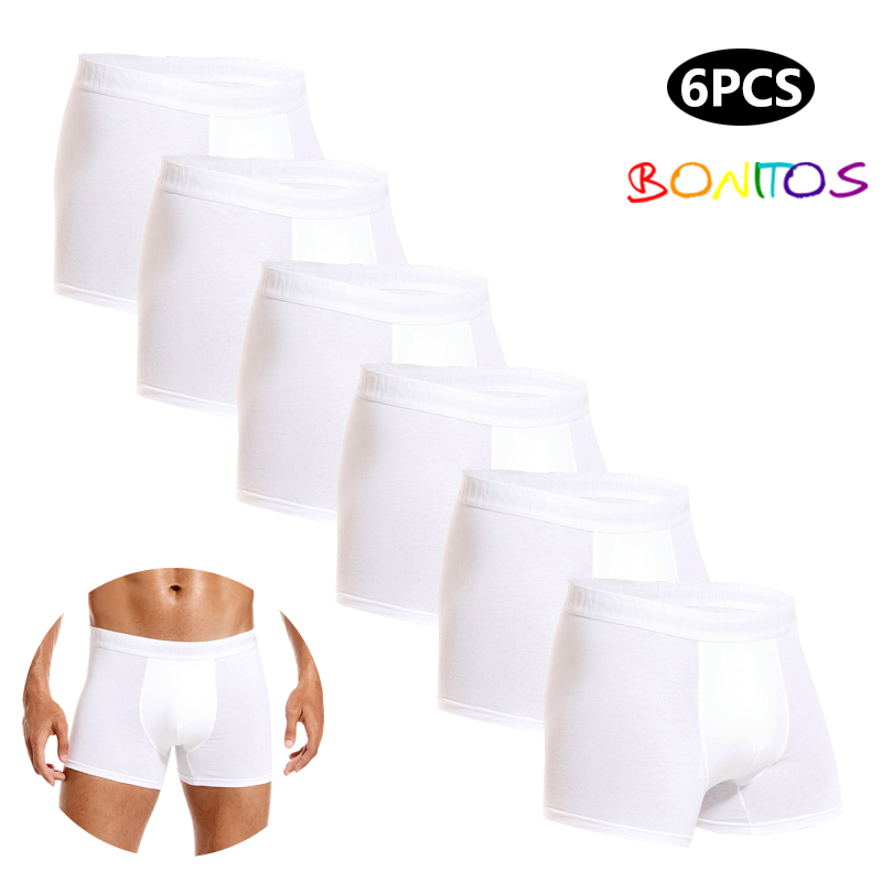 6pcs 화이트 남자 팬티 코 튼 복서 남자 속옷 팩  - Boxer Shorts Modal 리뷰 및 가격